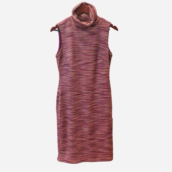 Chetta B Purple Sweater Dress Sleeveless Turtleneck Stripe 8 Designer - Picture 5 of 10